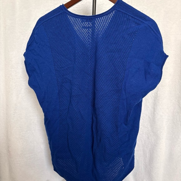 Vince Royal Blue Mesh Cashmere Sweater V-Neck Top XXS - Picture 5 of 6